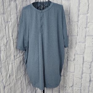 Untuckit Men's Short Sleeve Henley Blue Casual Shirt XXL